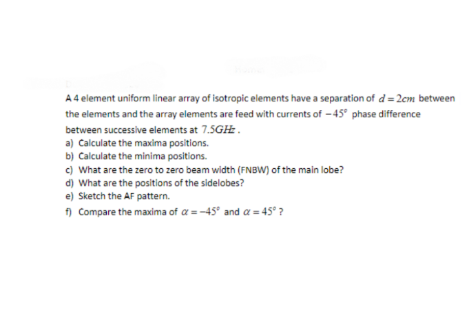 Solved A 4 element uniform linear array of isotropic | Chegg.com