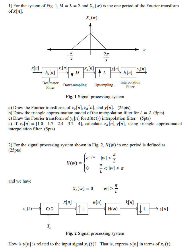 Solved 1 For The System Of Fig 1 M L 2 And W I Chegg Com