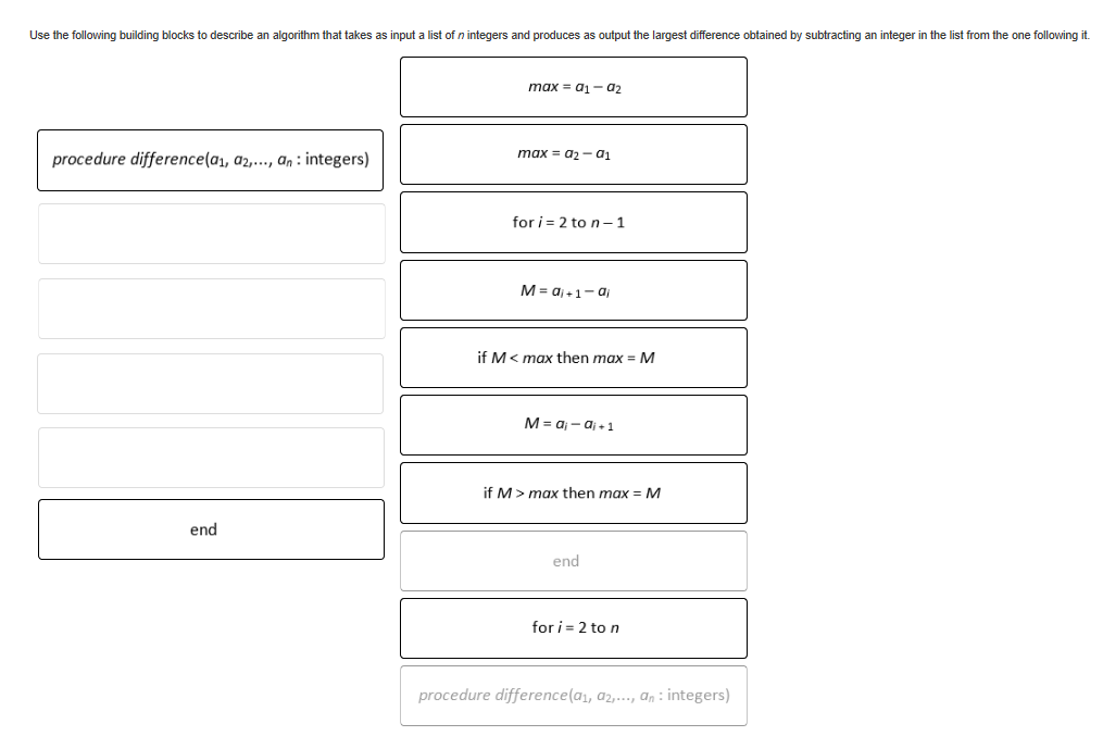 Solved Use the following building blocks to describe an | Chegg.com