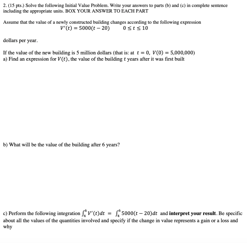 Solved 2 15 Pts Solve The Following Initial Value