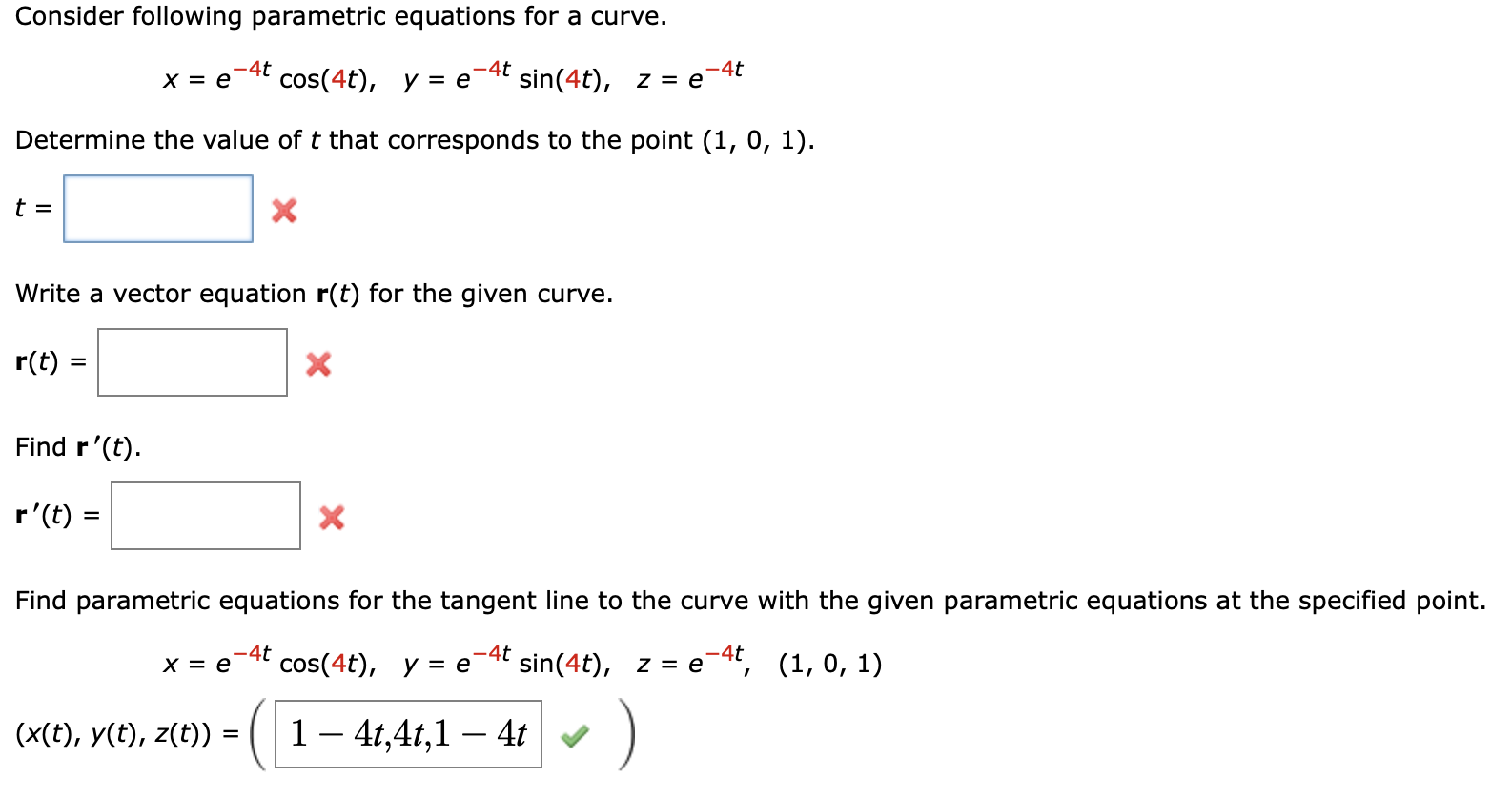 Solved Consider following parametric equations for a curve. | Chegg.com