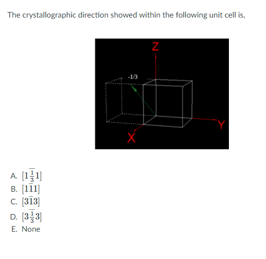 Solved The crystallographic direction showed within the | Chegg.com