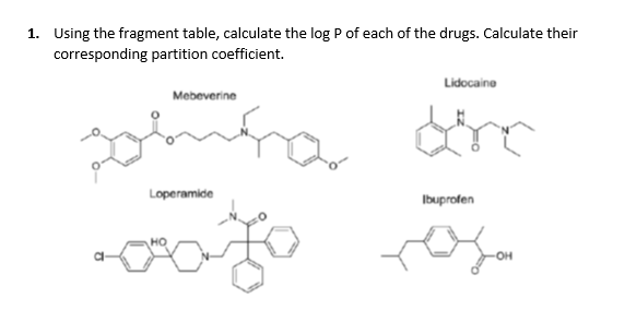 Solved 1. Using the fragment table, calculate the log P of | Chegg.com