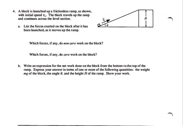 Solved A Block Is Pushed Up A Frictionless Ramp The Hand Chegg Com