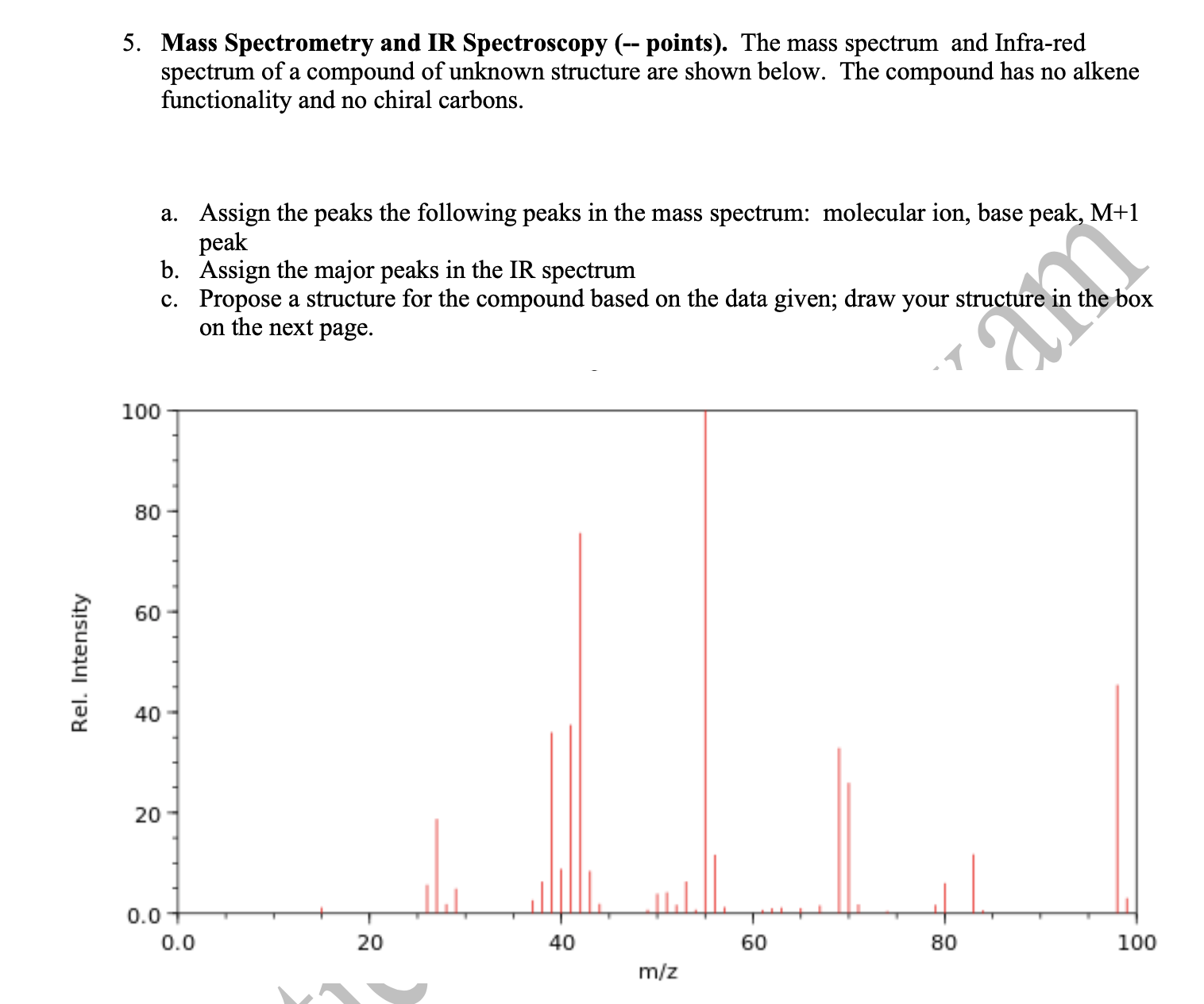 [Solved] 5. Mass Spectrometry and IR Spectroscopy ( poin