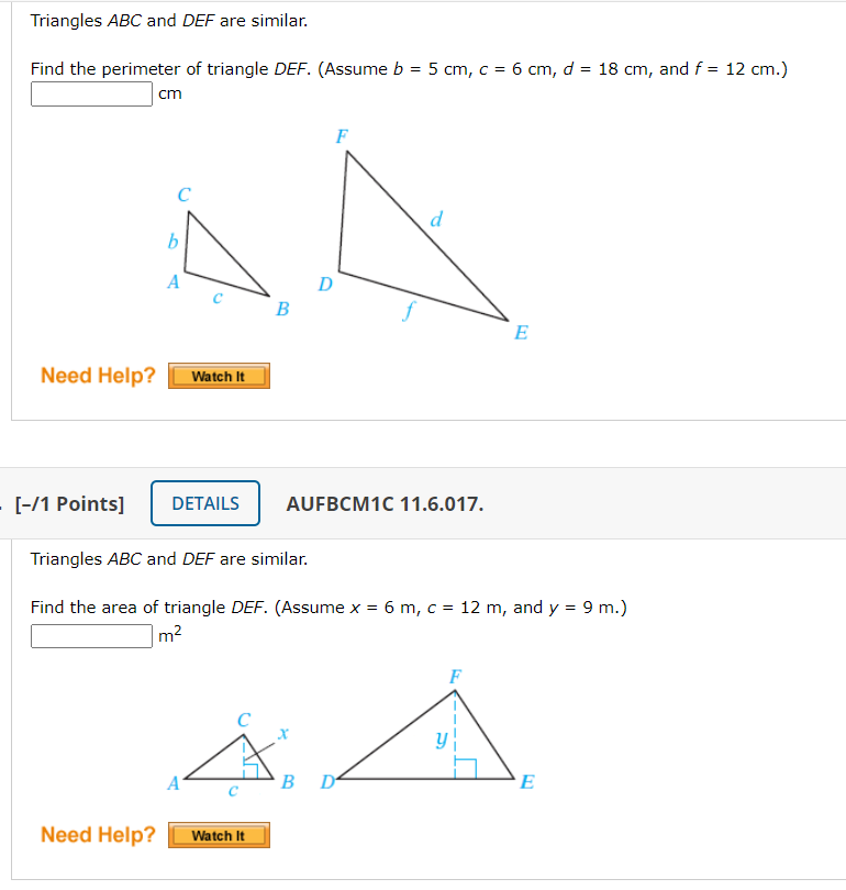 Solved Triangles ABC and DEF are similar. Find the perimeter | Chegg.com