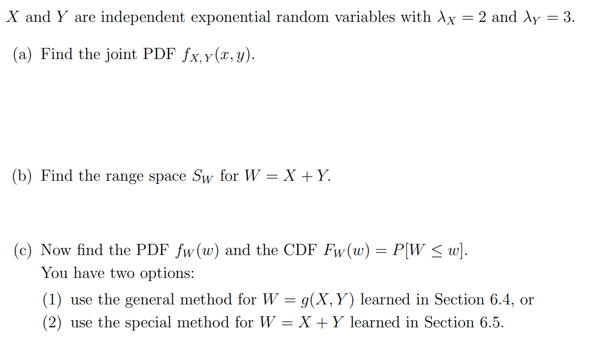 Solved X and Y are independent exponential random variables | Chegg.com