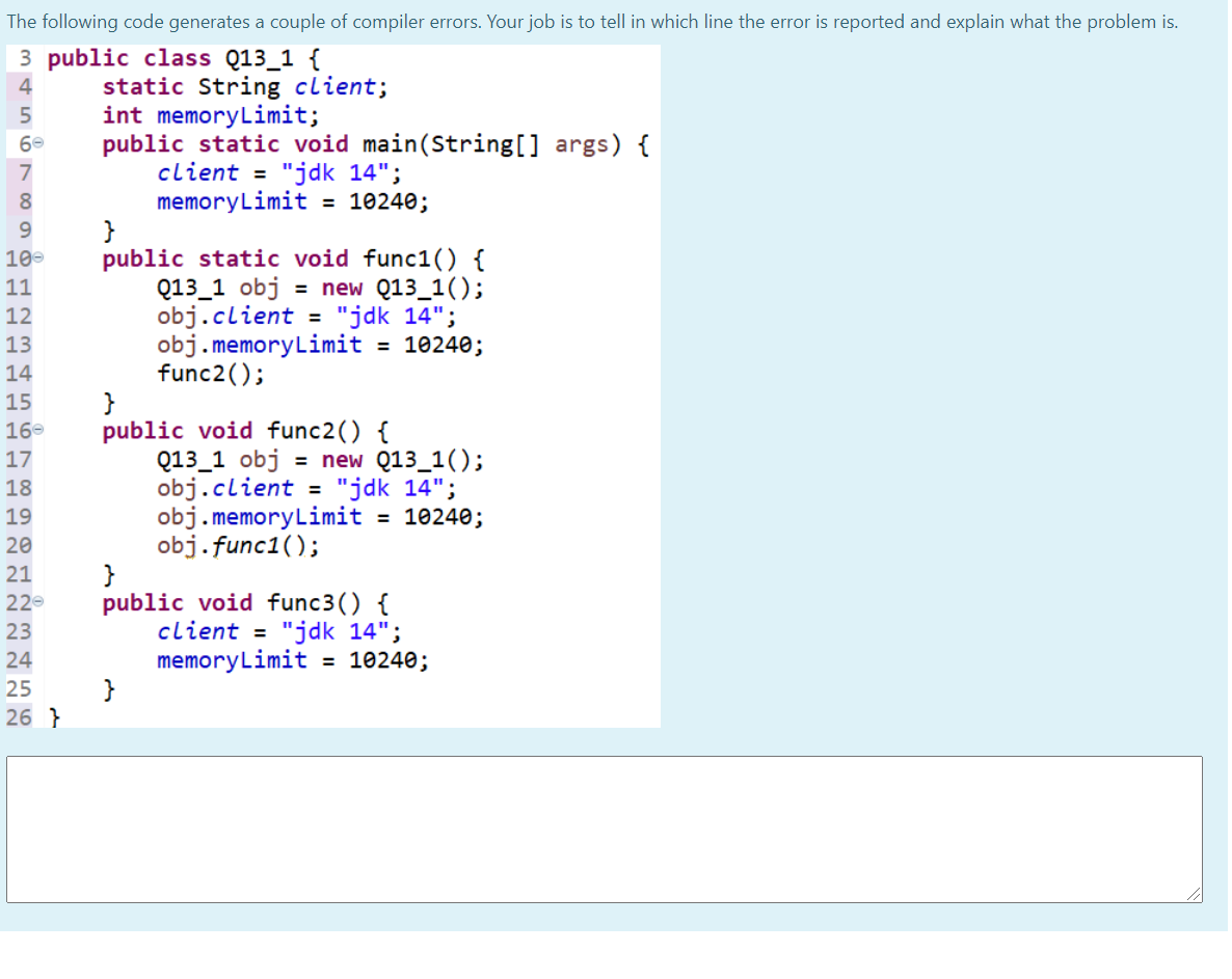 Solved The following code generates a couple of compiler | Chegg.com