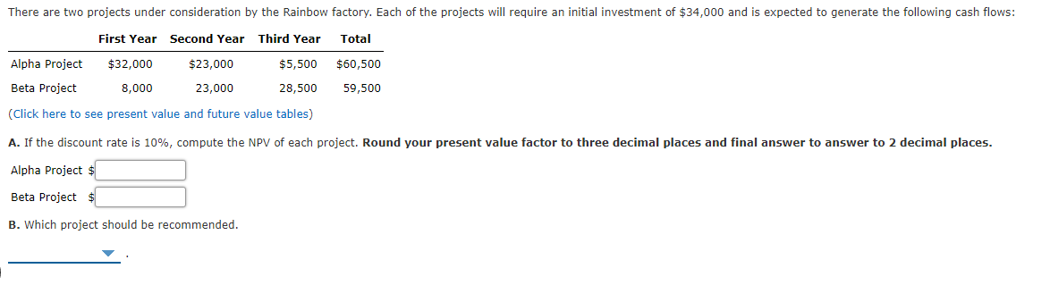 Solved There are two projects under consideration by the | Chegg.com