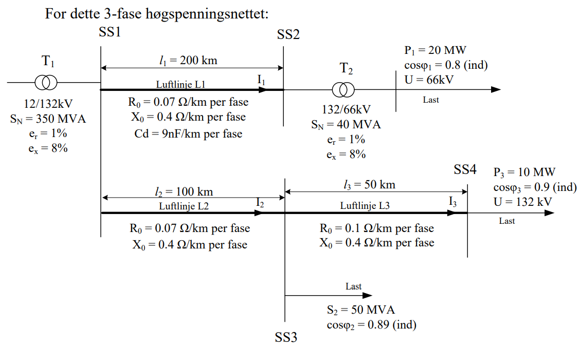For this 3-phase high-voltage network:2) ﻿Line 2 ﻿and | Chegg.com