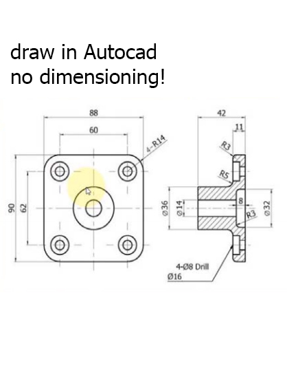 Solved draw in Autocad no dimensioning! 88 60 11 R3 4-R14 o | Chegg.com