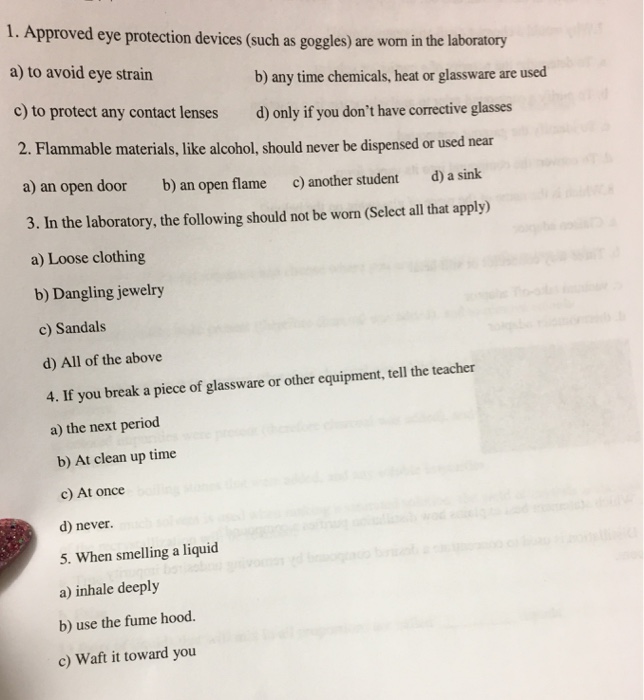 Solved Approved eye protection devices (such as goggles) are