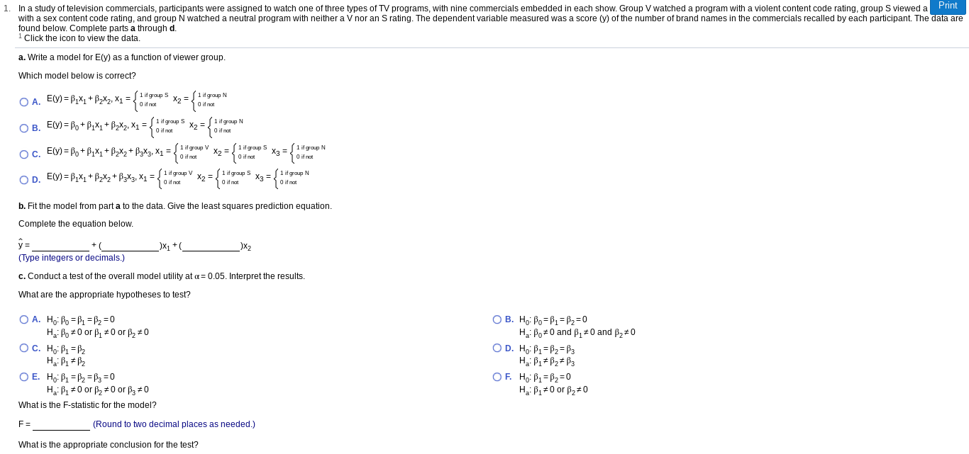 1 Print In a study of television commercials, | Chegg.com