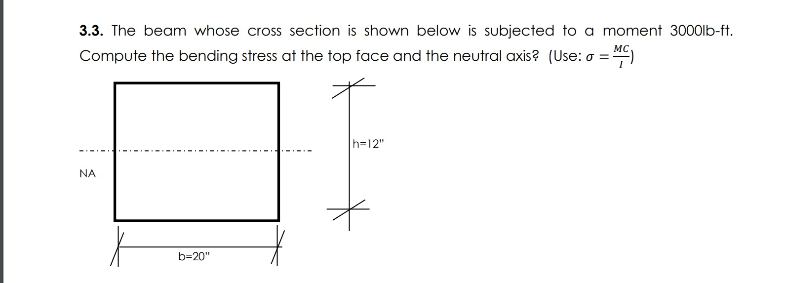 Solved 3.3. The beam whose cross section is shown below is | Chegg.com
