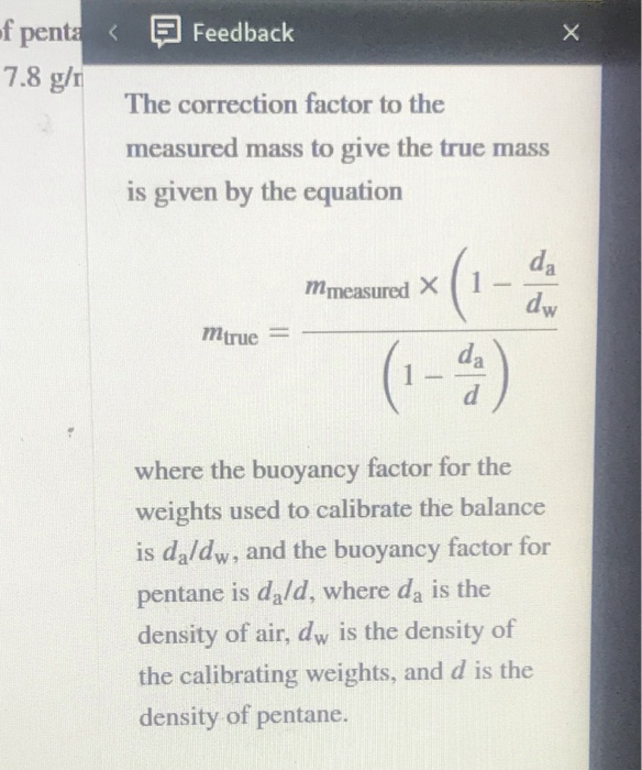 Solved Liquid pentane (CH) has a density of 0.6262 g/mL at