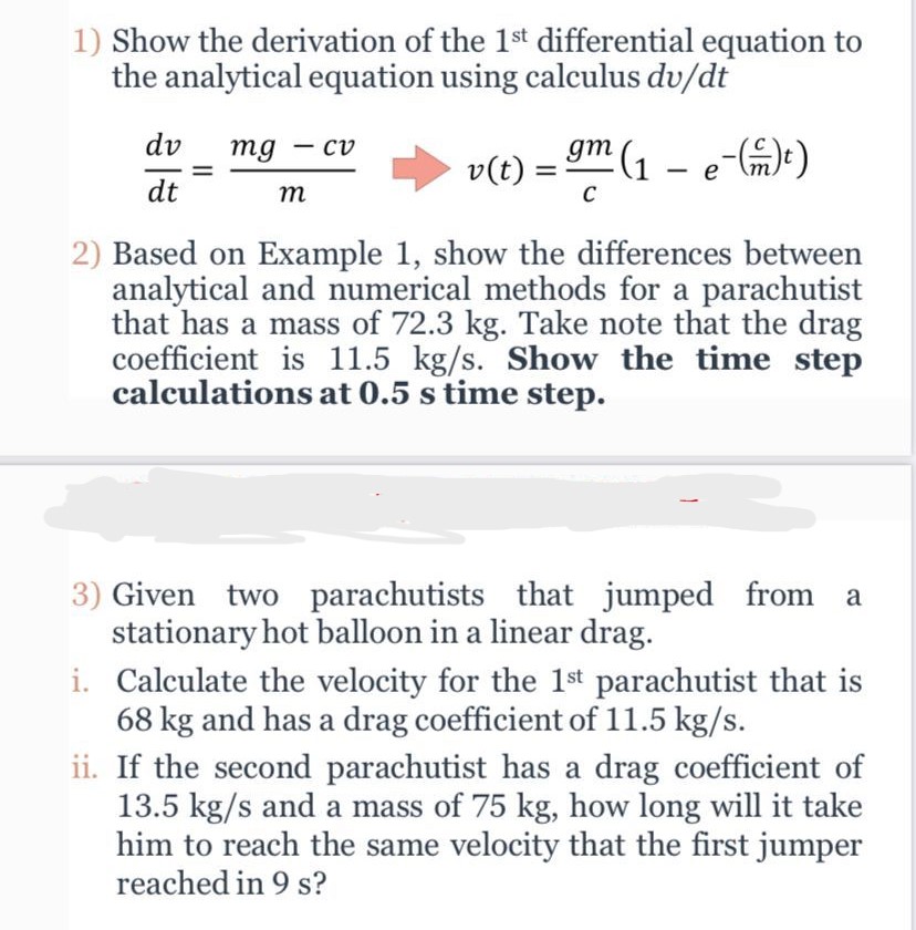 Solved 1) Show the derivation of the 1st differential