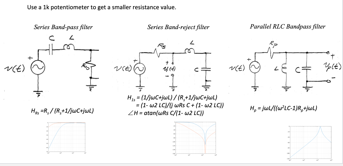 3.4 Series RLC bandpass and band-reject filters (25 | Chegg.com
