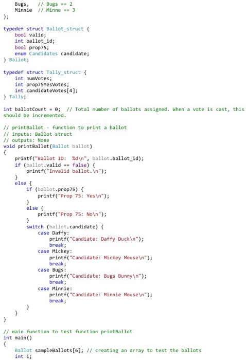 Solved 5.2. Write a function vote to cast a vote. The | Chegg.com