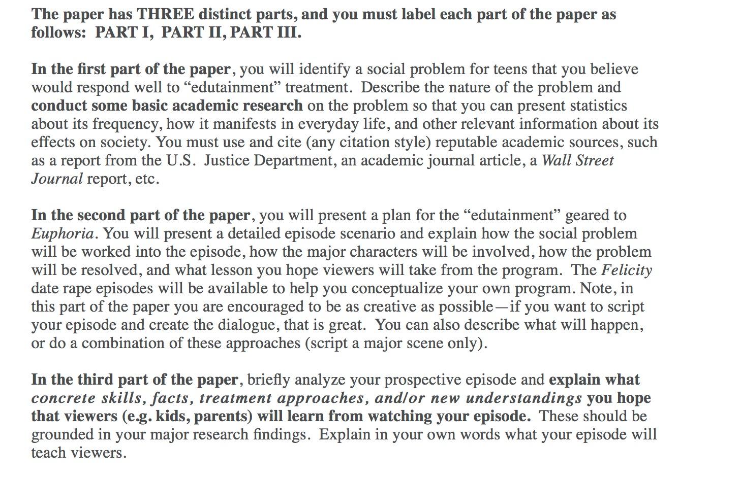 Solved The Paper Has THREE Distinct Parts, And You Must | Chegg.com