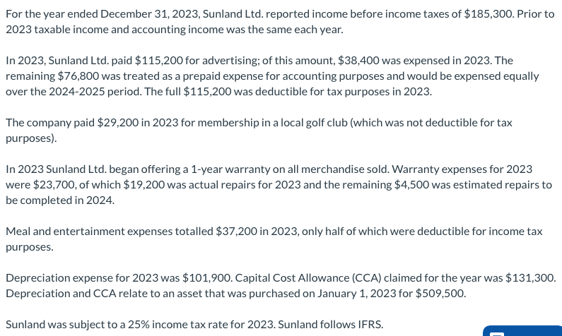 Solved For The Year Ended December 31 2023 Sunland Ltd Chegg Com   PhpfIJuKz