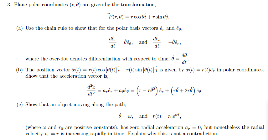 Solved 3 Plane Polar Coordinates R Are Given By The Chegg Com