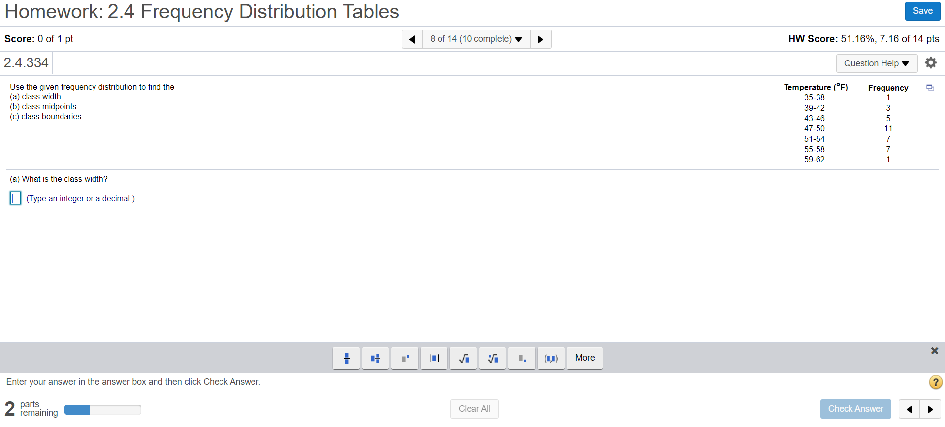 Solved Homework: 2.4 Frequency Distribution Tables Save | Chegg.com