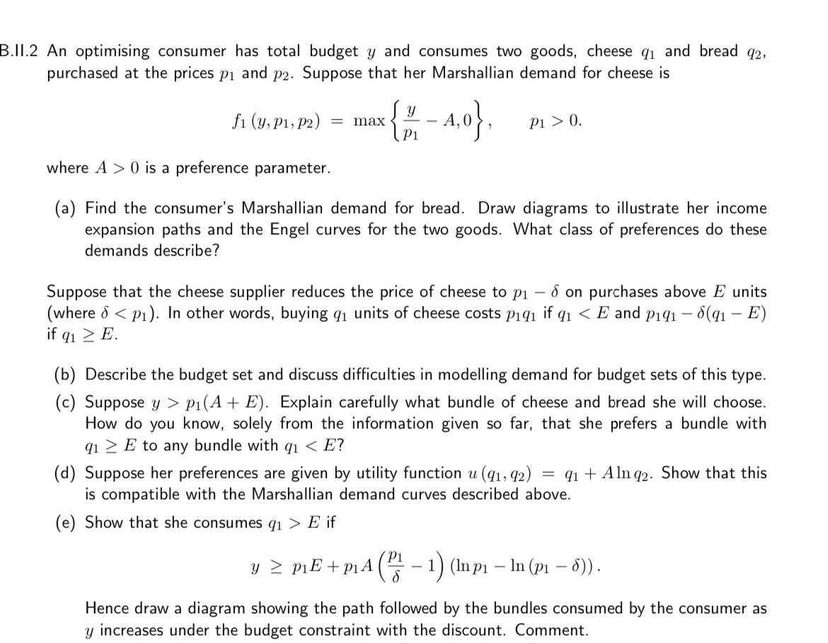 B.11.2 An optimising consumer has total budget y and | Chegg.com