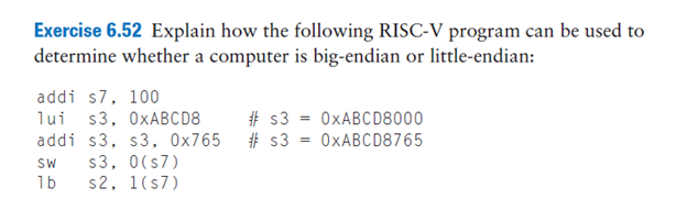 Solved Exercise 6.52 Explain how the following RISC-V