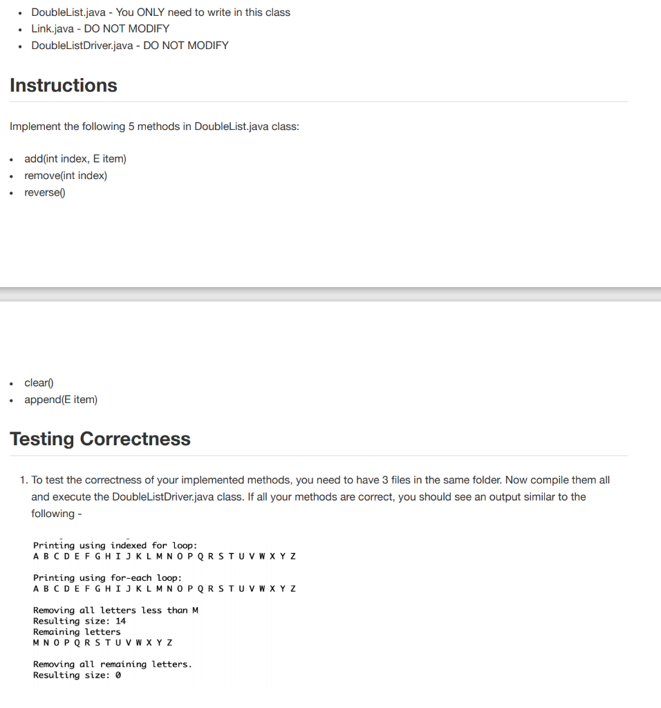 Solved undefined DoubleList.java import | Chegg.com