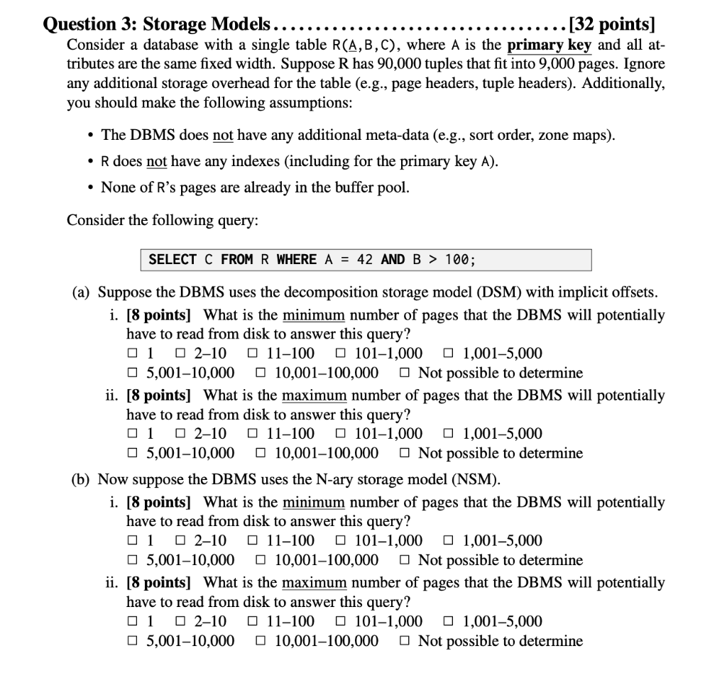 Solved uestion 3: Storage Models ………………………………………………………………… | Chegg.com