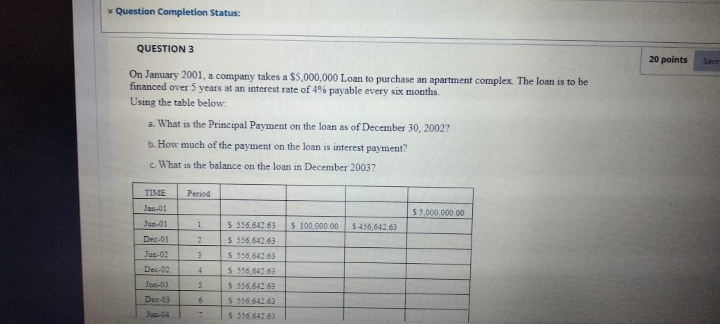 Solved Question Completion Status: QUESTION 3 20 points Save | Chegg.com