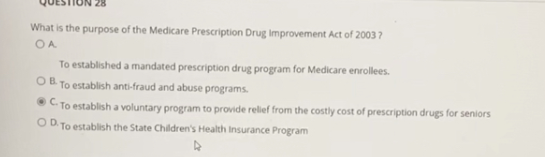 Solved What is the purpose of the Medicare Prescription Drug | Chegg.com