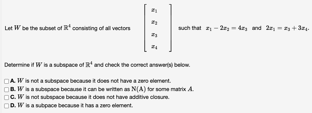 Solved B-2d 5b + D Let W Be The Set Of All Vectors Where B | Chegg.com