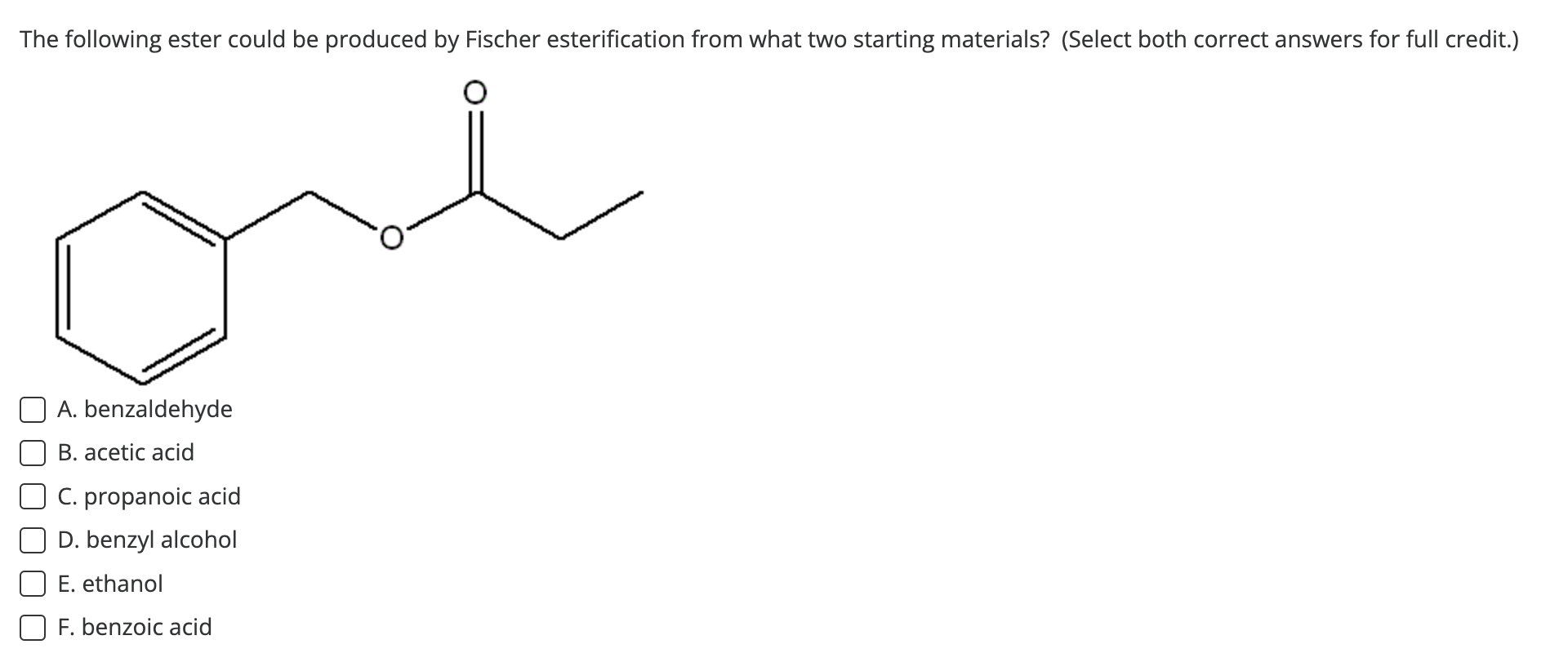 Solved The following ester could be produced by Fischer | Chegg.com