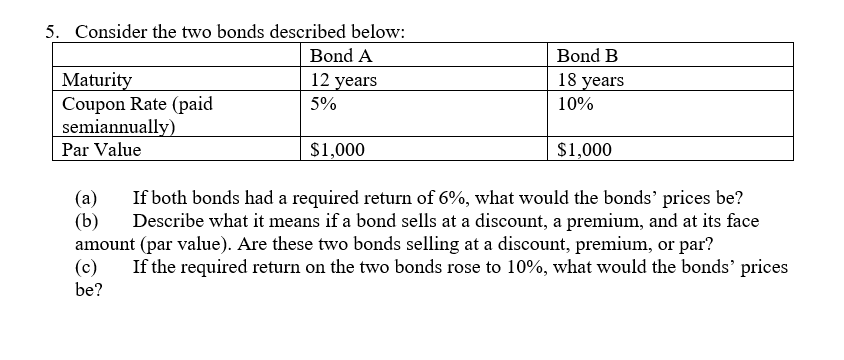 Solved Bond B 5. Consider The Two Bonds Described Below: | Chegg.com