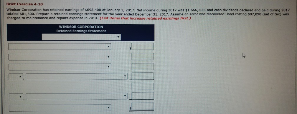 Solved Brief Exercise 4 10 Windsor Corporation Has Retained 0523