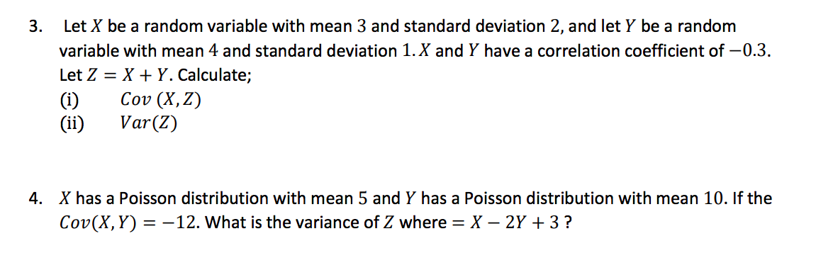 Solved 3. Let X be a random variable with mean 3 and | Chegg.com