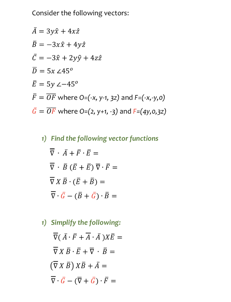 Solved Consider The Following Vectors: Ā = 3yî + 4xî B = | Chegg.com