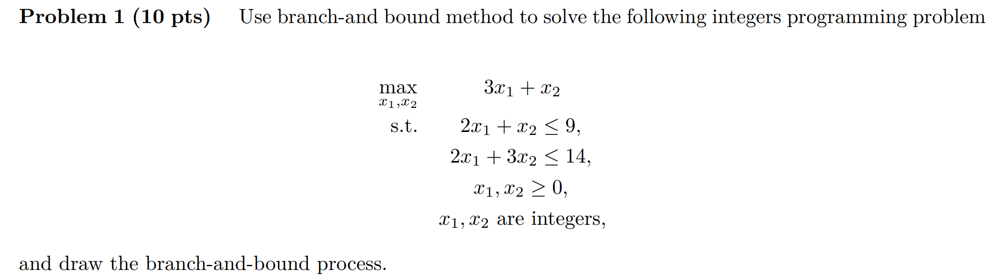 Solved Problem 1 (10 Pts) Use Branch-and Bound Method To | Chegg.com