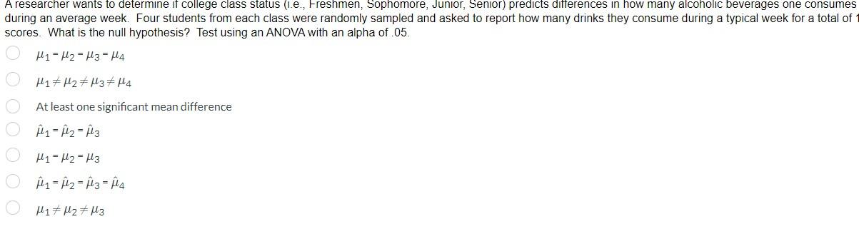 Solved A researcher wants to determine if college class | Chegg.com