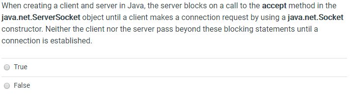 Solved When creating a client and server in Java, the server | Chegg.com
