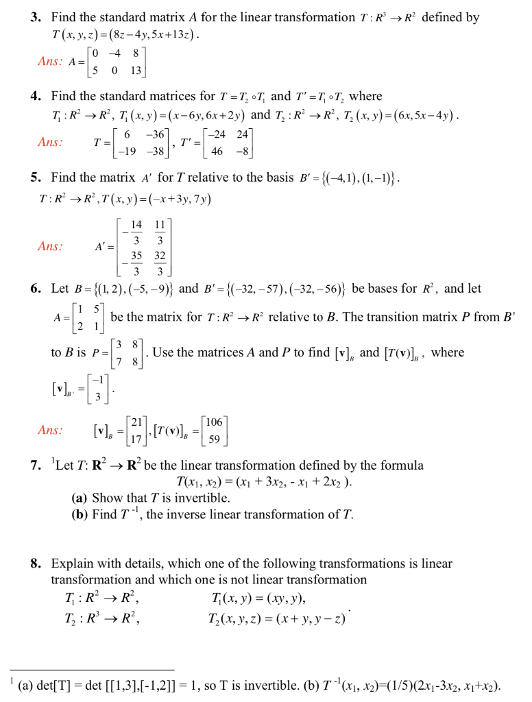 6 Linear Transformations Show That The Function Chegg Com