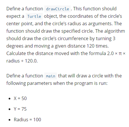 Solved Define a function drawCircle. This function should | Chegg.com