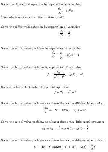 Solved Solve the differential equation by separation of | Chegg.com