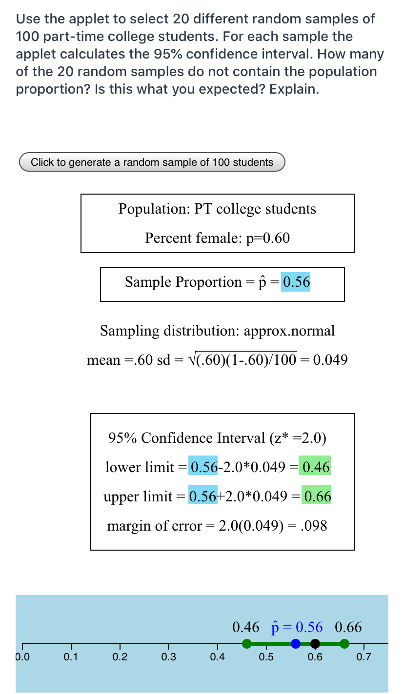 Solved Use The Applet To Select 20 Different Random Samples | Chegg.com