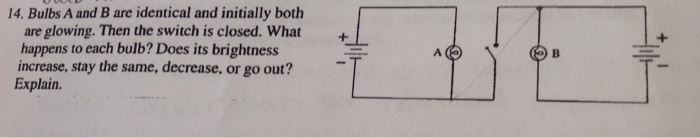 Solved Bulbs A and B are identical and initially both are | Chegg.com