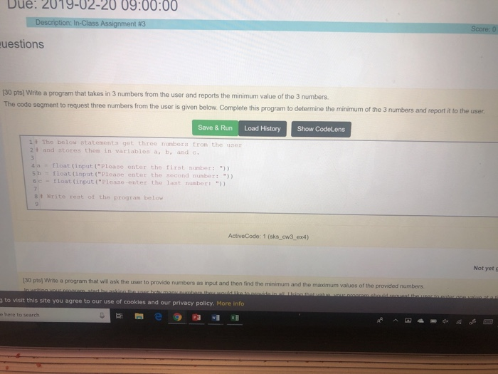 Solved Write a program that takes in 3 numbers from the user | Chegg.com