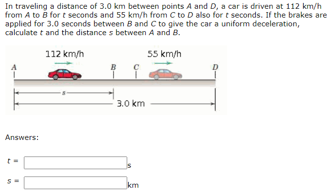 Solved In traveling a distance of 3.0 km between points A | Chegg.com