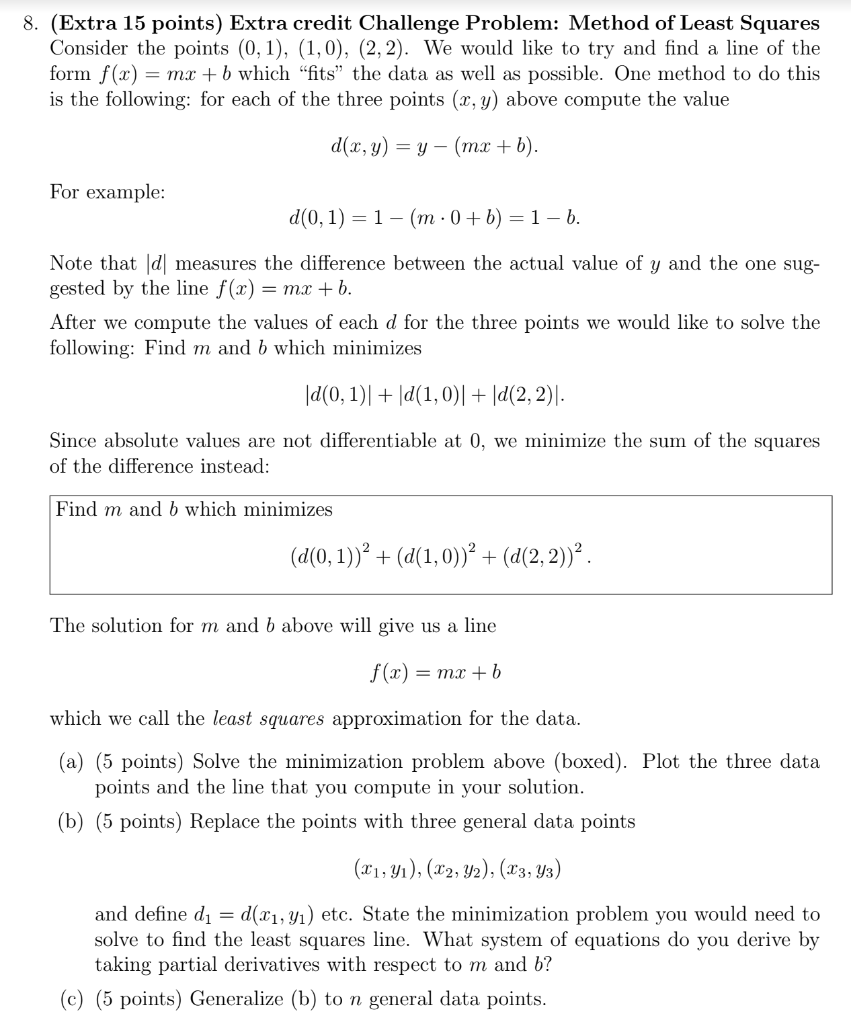 Solved 8. (Extra 15 points) Extra credit Challenge Problem: | Chegg.com
