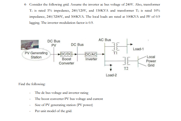 Solved 4- Consider the following grid. Assume the inverter | Chegg.com